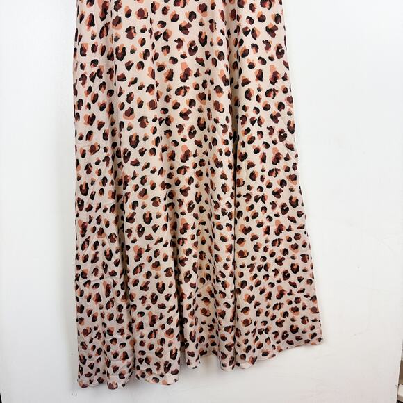 Theory Asymmetrical Leopard Maxi Cami Dress 100% Silk Pink - 2 - Picture 3 of 9